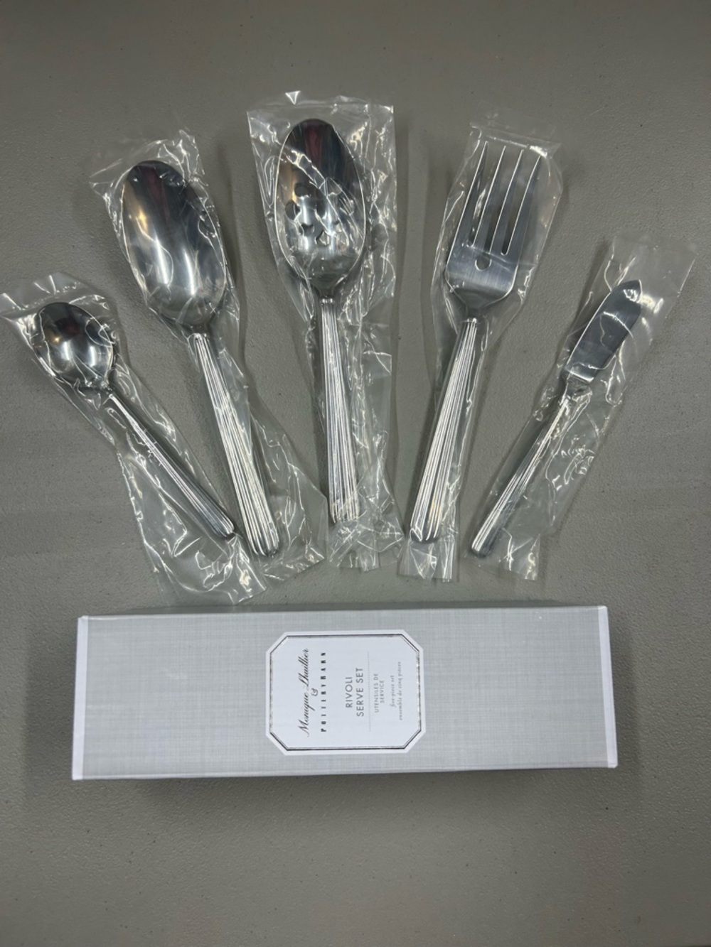 Monique Lhuillier Williams Sonoma Rivoli Serve Set 5 Pc Spoon Fork Spreader NEW
